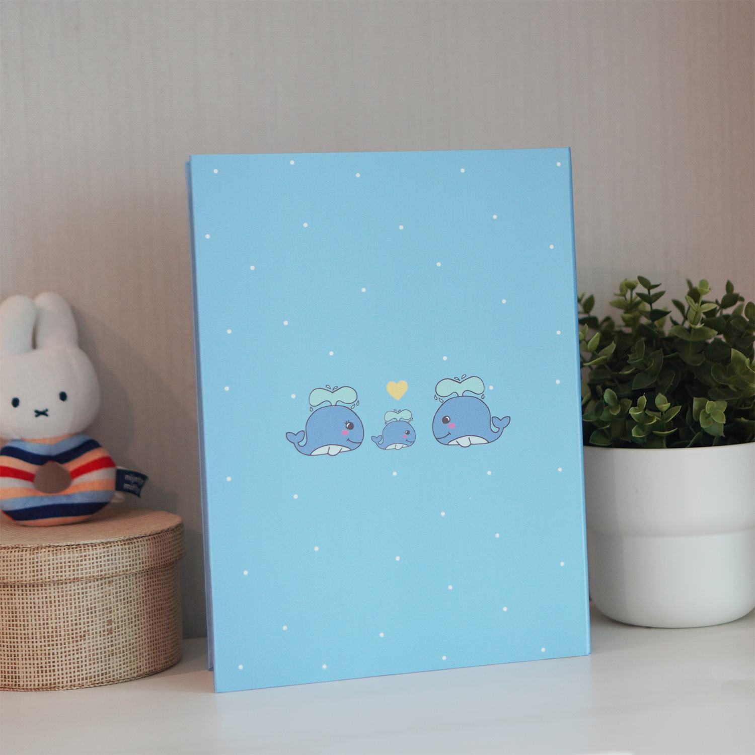 แฟ้มทะเบียนสมรส/สูติบัตร สั่งทำใส่ข้อความ ลาย Whale - Blue