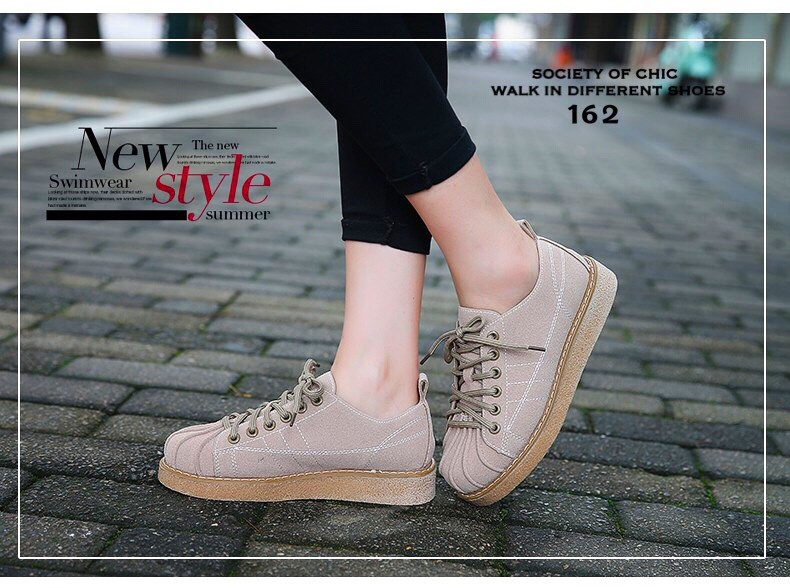 รองเท้าผ้าใบหนังนิ่มสไตล์วินเทจ (สีดำ)