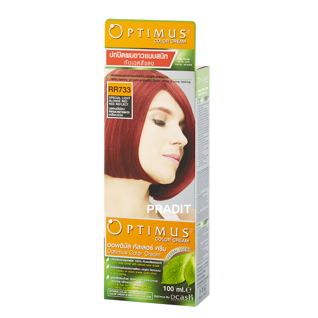 Optimus Color Cream ออพติมัส คัลเลอร์ ครีม เบอร์RR733 สีบลอนด์อ่อนพิเศษประกายแดงเหลือบแดง 100 มล 235 กรัม