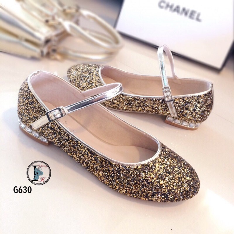 รองเท้าคัทชูกลิตเตอร์ Style MIU MIU (สีทอง)