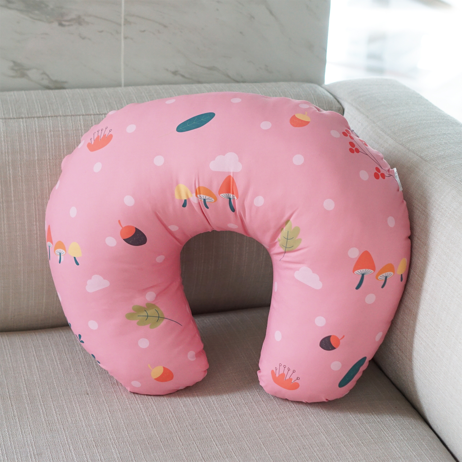 ชุดของขวัญเด็กแรกเกิด NP2 ผ้าคลุมให้นม + หมอนรองให้นม ลาย Fox - Pink