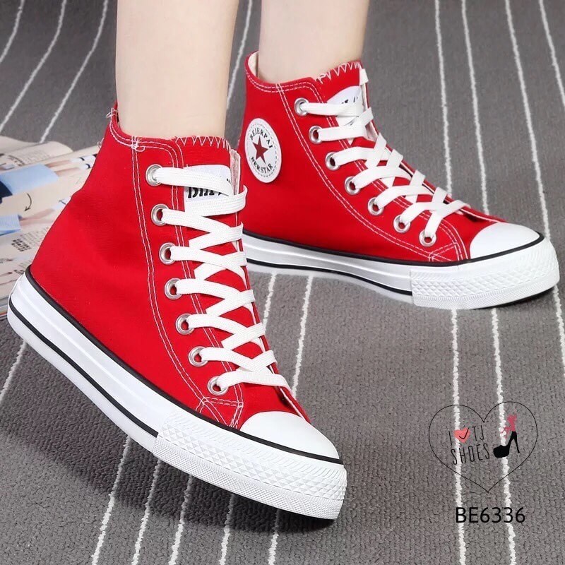 พร้อมส่ง : รองเท้าหุ้มข้อสไตล์คอนเวิร์สดาวแดง (สีแดง)