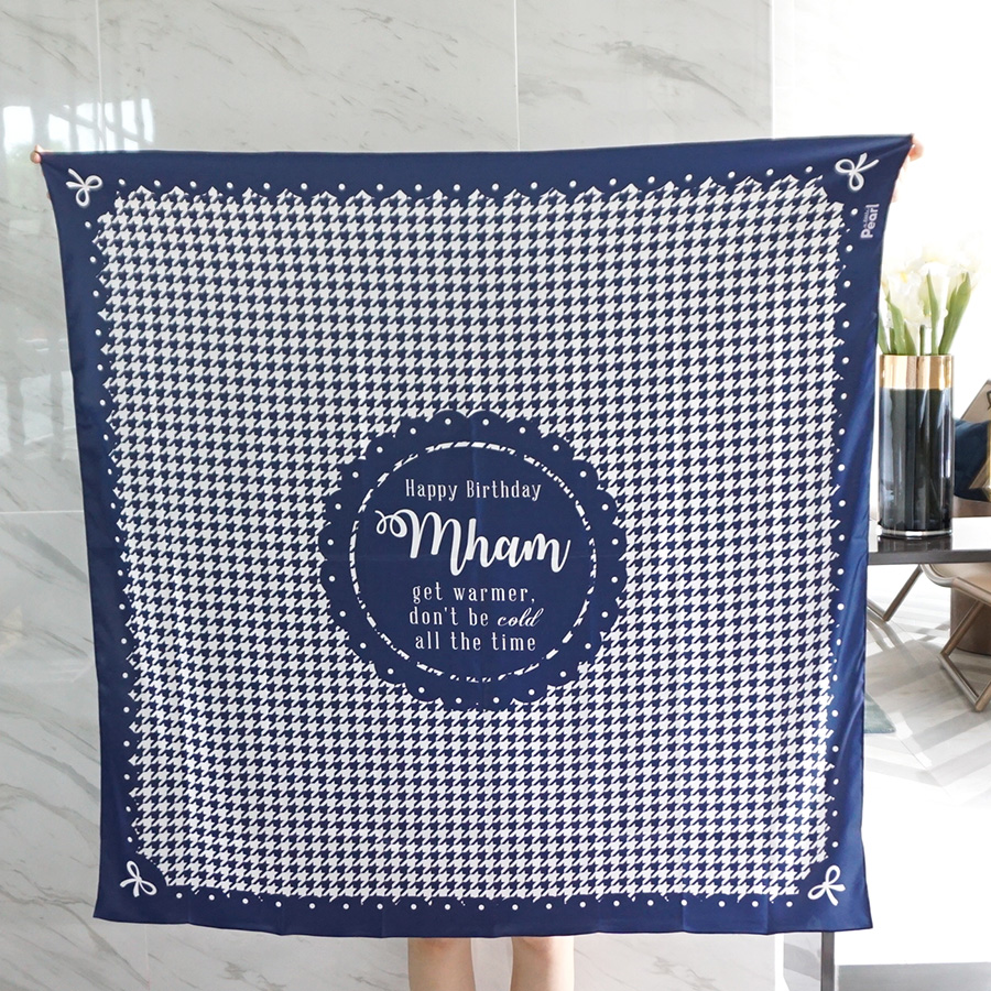 ผ้าพันคอ ลาย Houndstooth - Navy