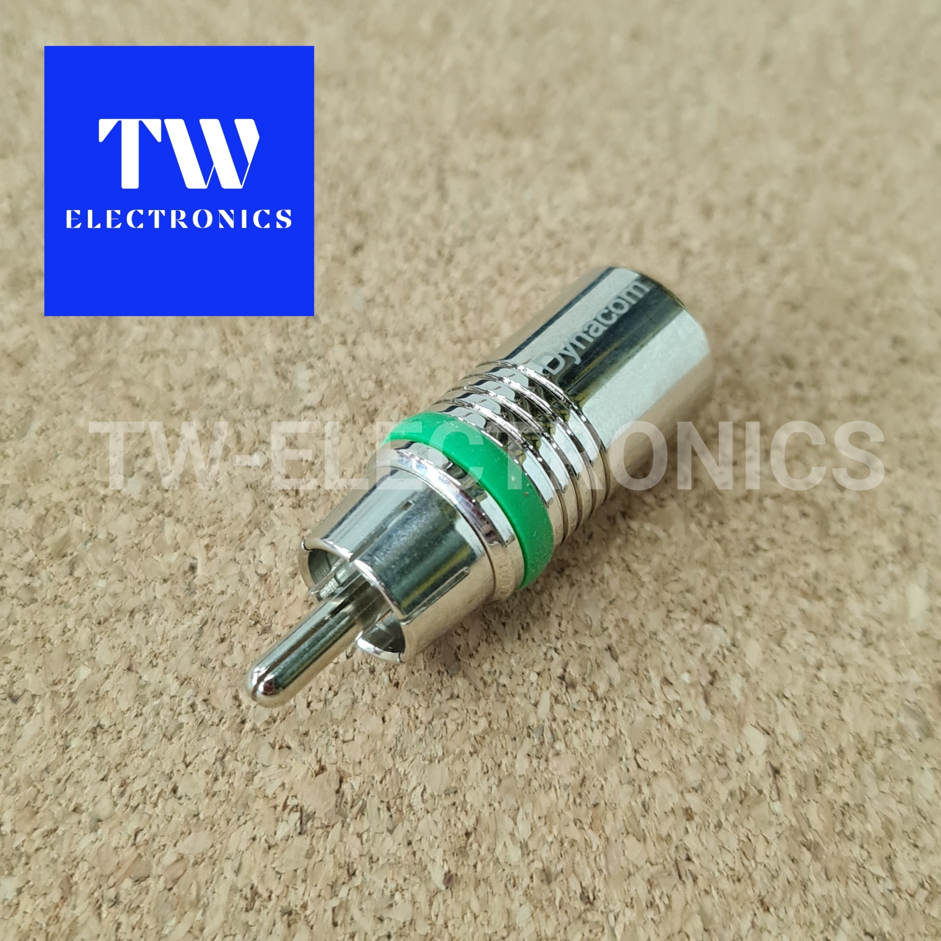 RCA ตัวผู้ (4mm) Dynacom Nickel,คาดเขียว