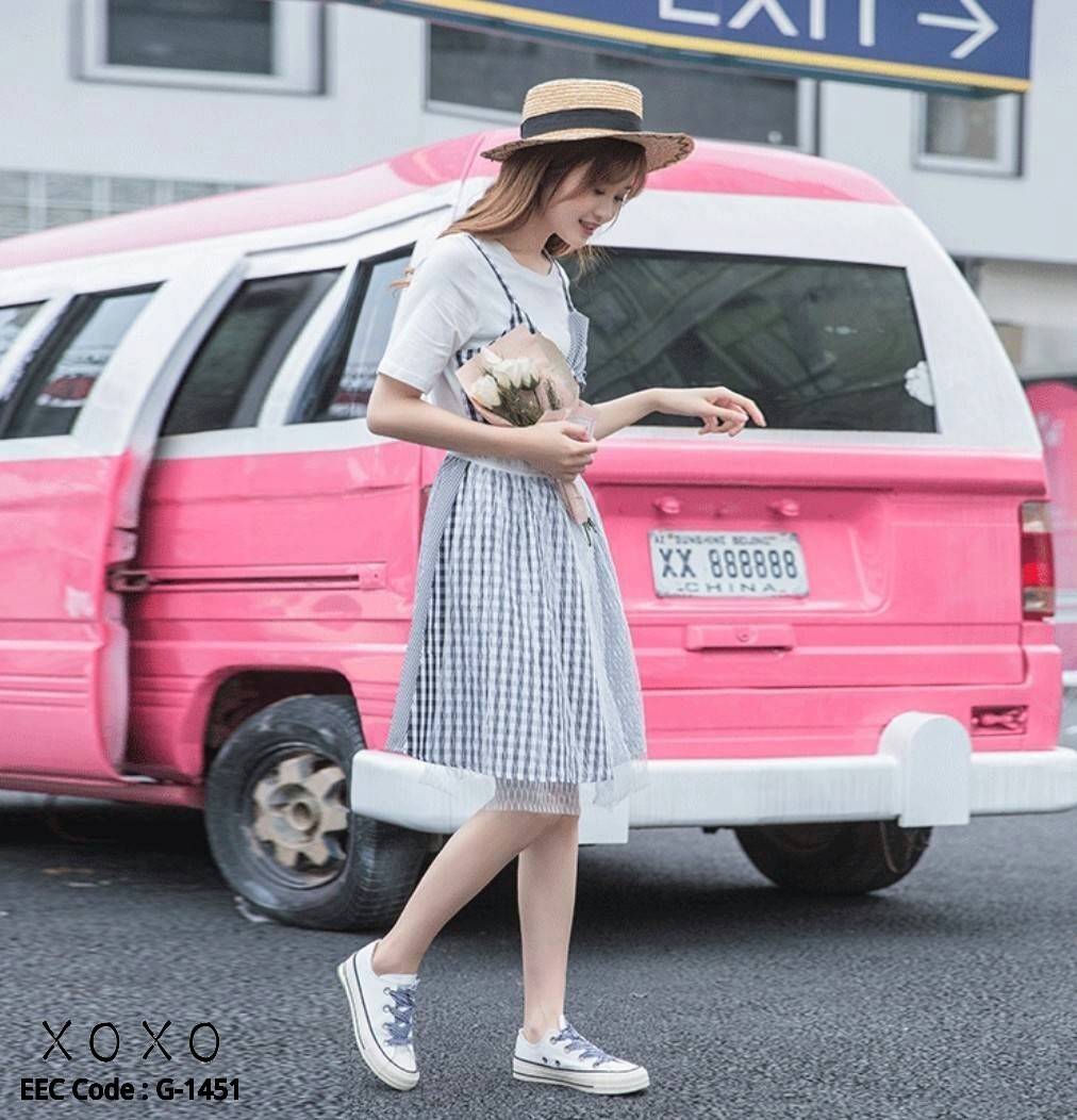 รองเท้าผ้าใบแคนวาสแต่งเชือกสี (สีดำ)