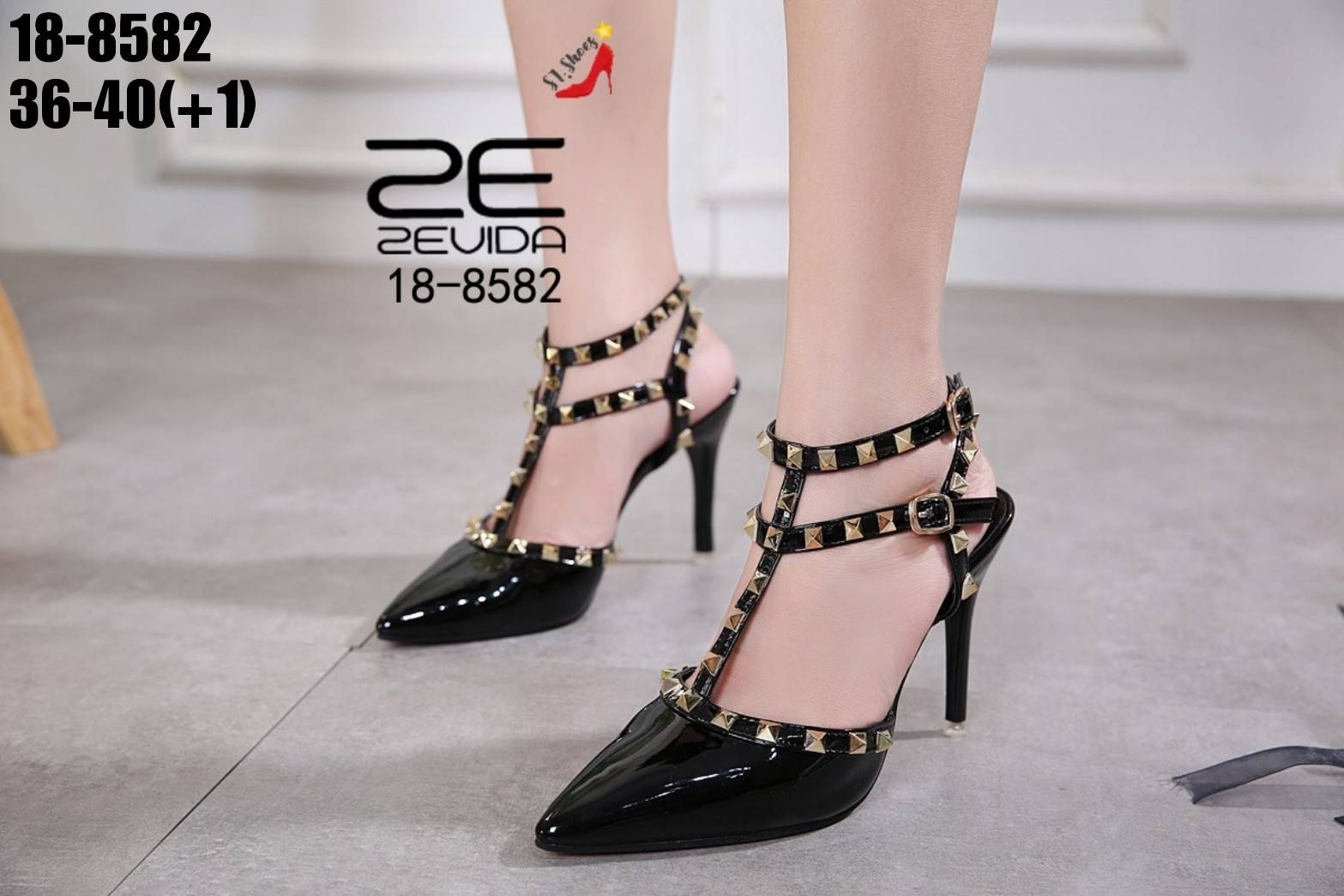 รองเท้าส้นสูงเปิดท้าย Style Valentino (สีดำ)