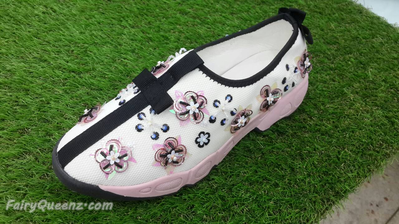 พร้อมส่ง : รองเท้า Dior Fusion Sneakers สีขาวดอกชมพู (งานAAA)