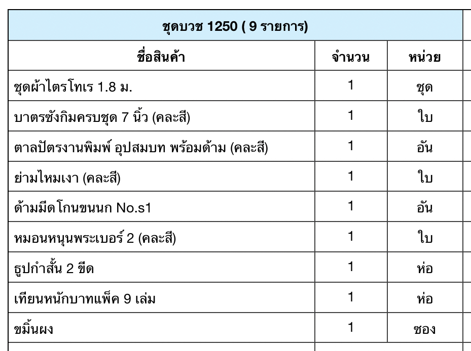 ชุดบวช 1250