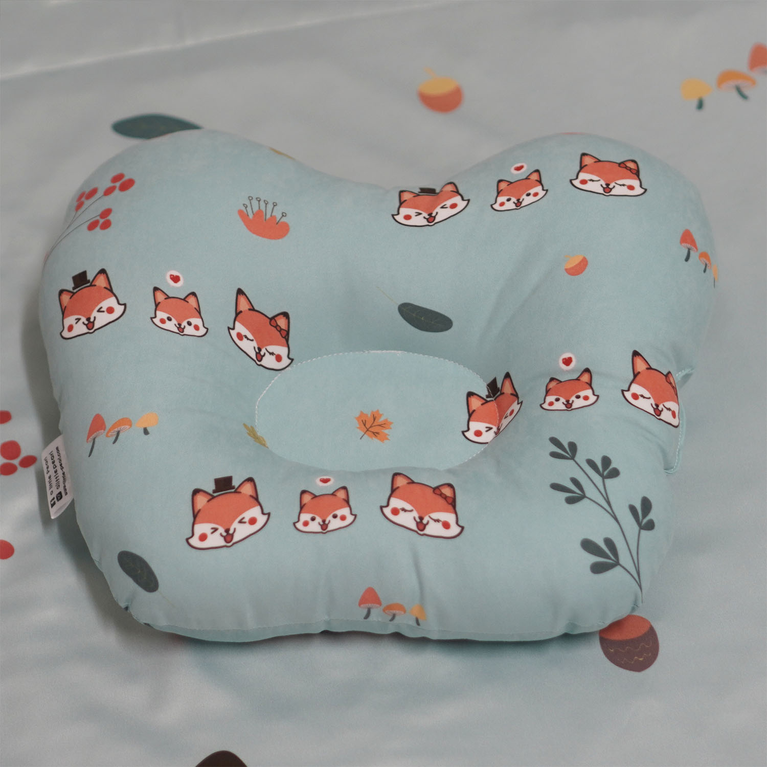 หมอนเด็ก หมอนหลุม Baby Pillow สั่งทำใส่ชื่อ ลาย Fox - Mint