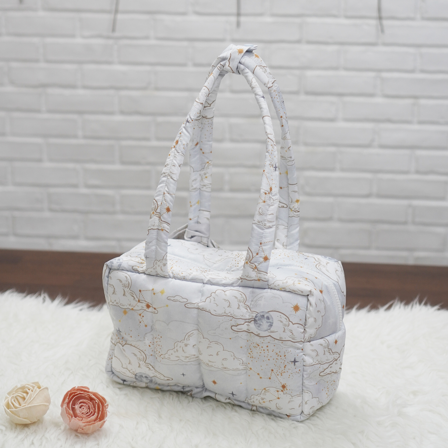 Fluffy Bowling Bag กระเป๋านุ่มนิ่ม ทรง Bowling สั่งทำใส่ข้อความ ลาย Zodiac - Grey