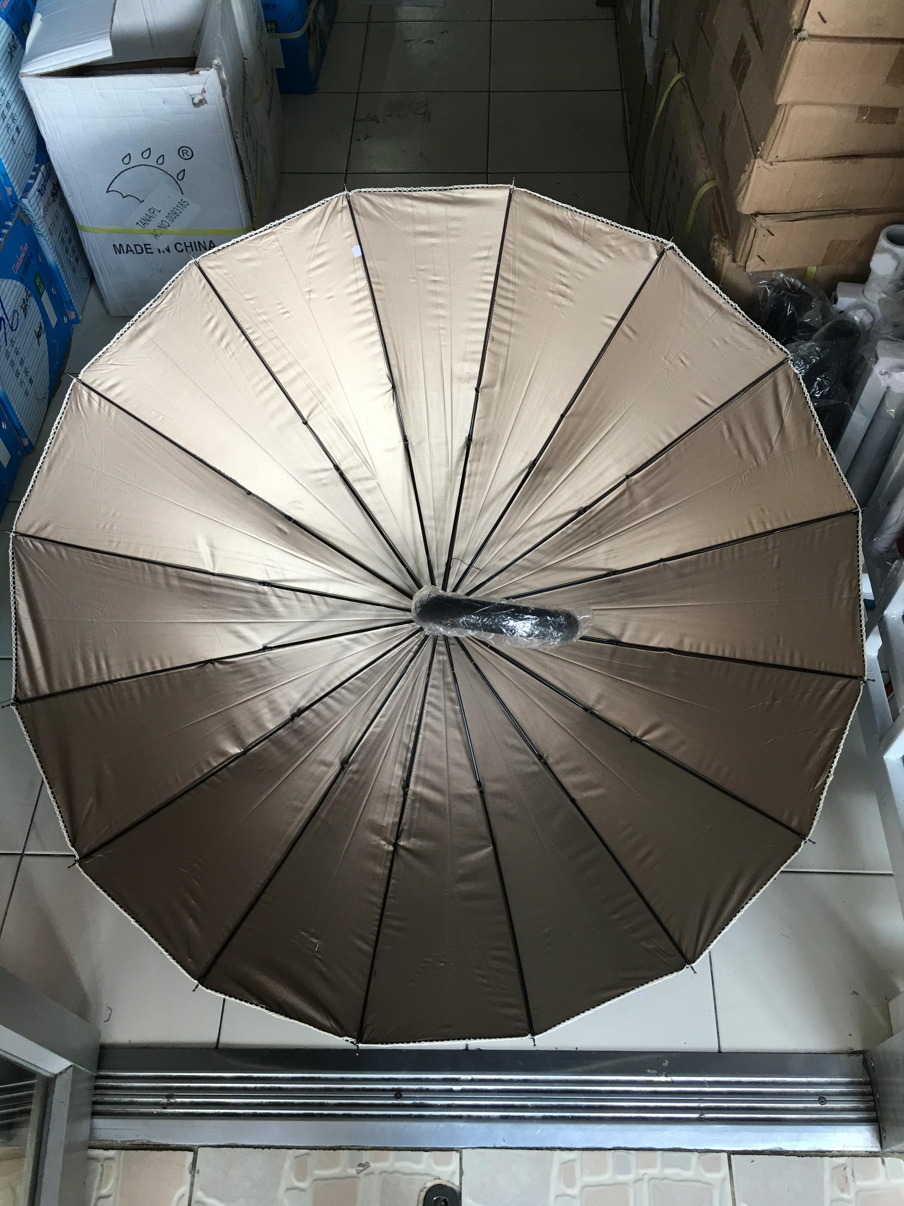 ร่มตอนเดียว23นิ้วลายโบว์มีระบายลูกไม้มียูวีสีทอง