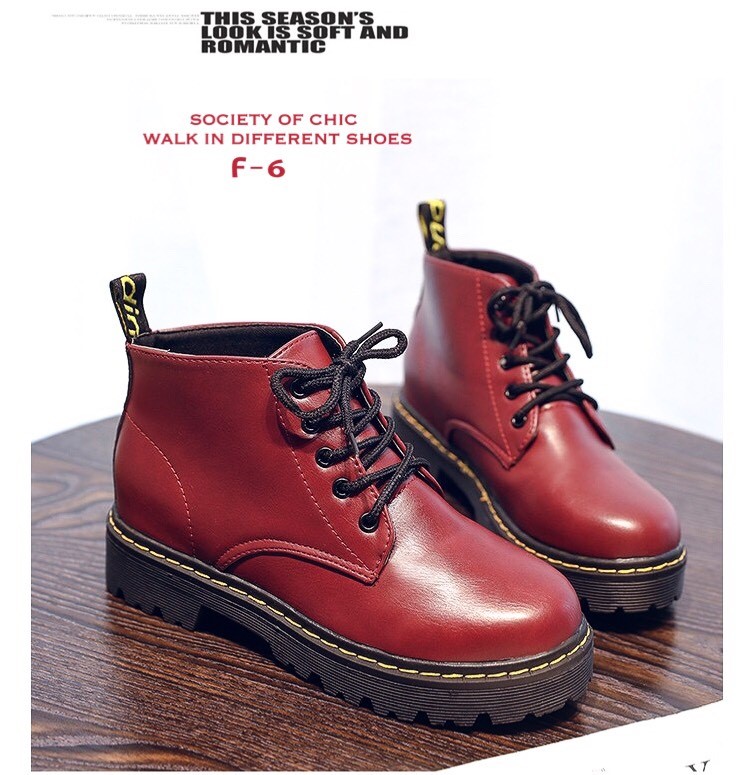 รองเท้าผ้าใบหุ้มข้อสไตล์ Dr.matens (สีเลือดหมู)