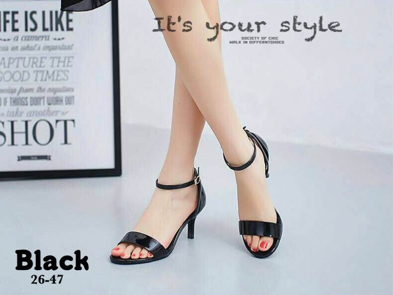 รองเท้าส้นสูงหนังแก้วสไตลแม็กซี่ (สีแดง)