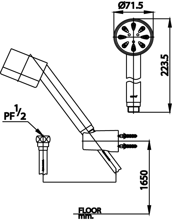 Z75(HM) ฝักบัวพร้อมสาย 1 ฟังก์ชั่น