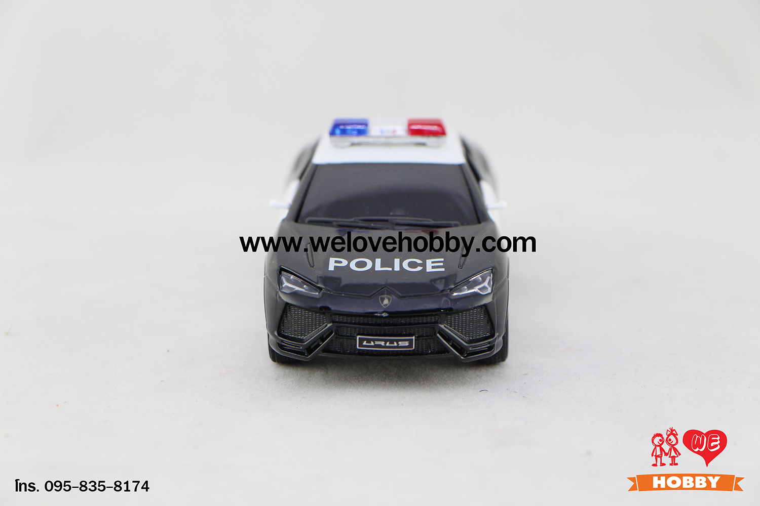 โมเดลรถตำรวจ Lamborghini Urus สีดำ-ขาว Scale 1:38