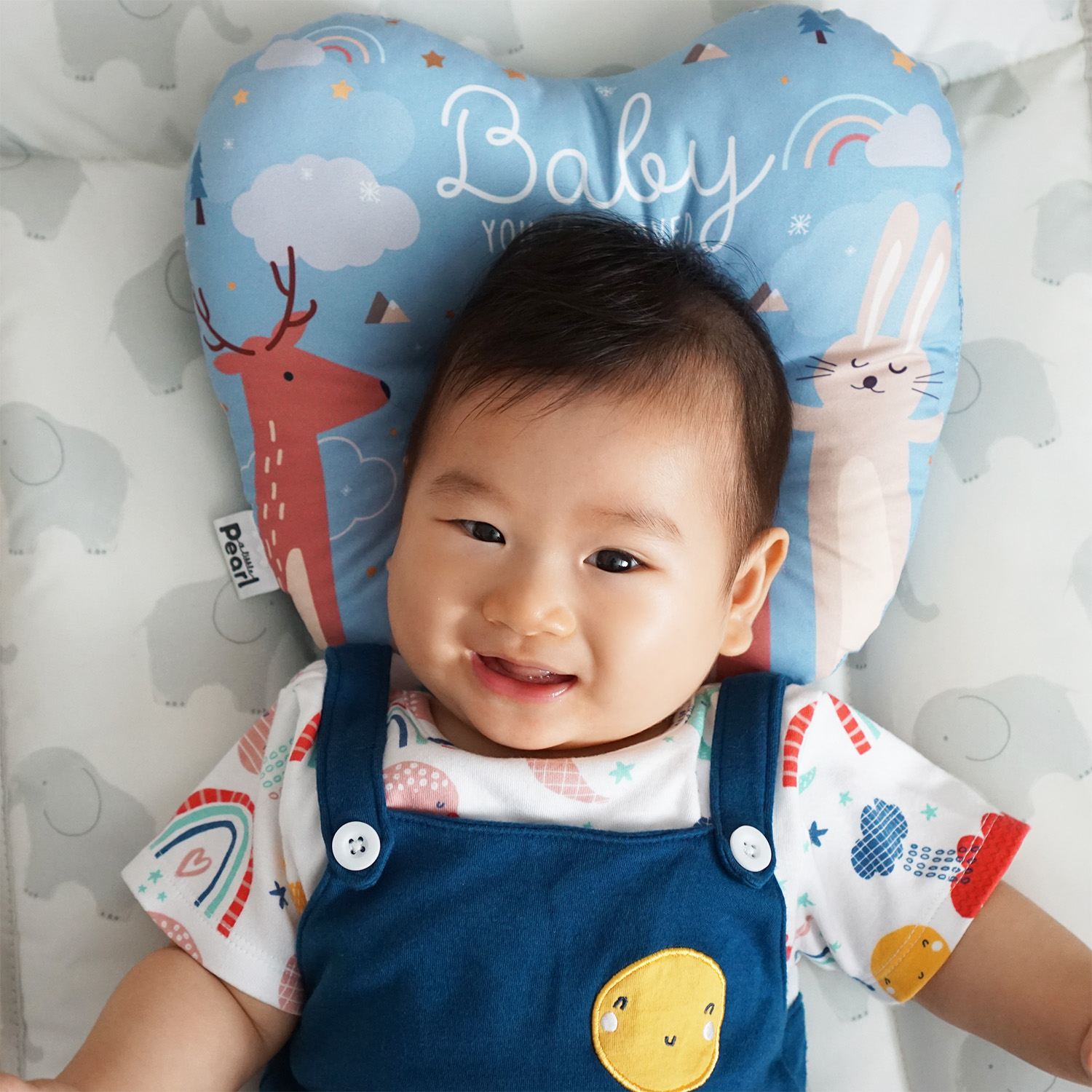 ชุดของขวัญเด็กแรกเกิด BP3 หมอนหลุม + ผ้าคลุมให้นม ลาย Woodland - Blue