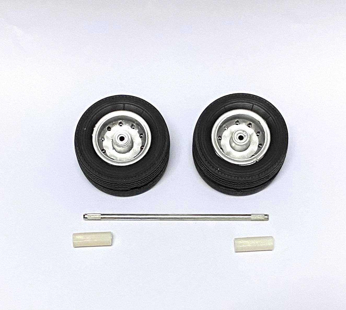 ล้อหลังยางกลวง 1 ชุด ได้ตามภาพ แกน 8.8 ซม.x 3 มม.