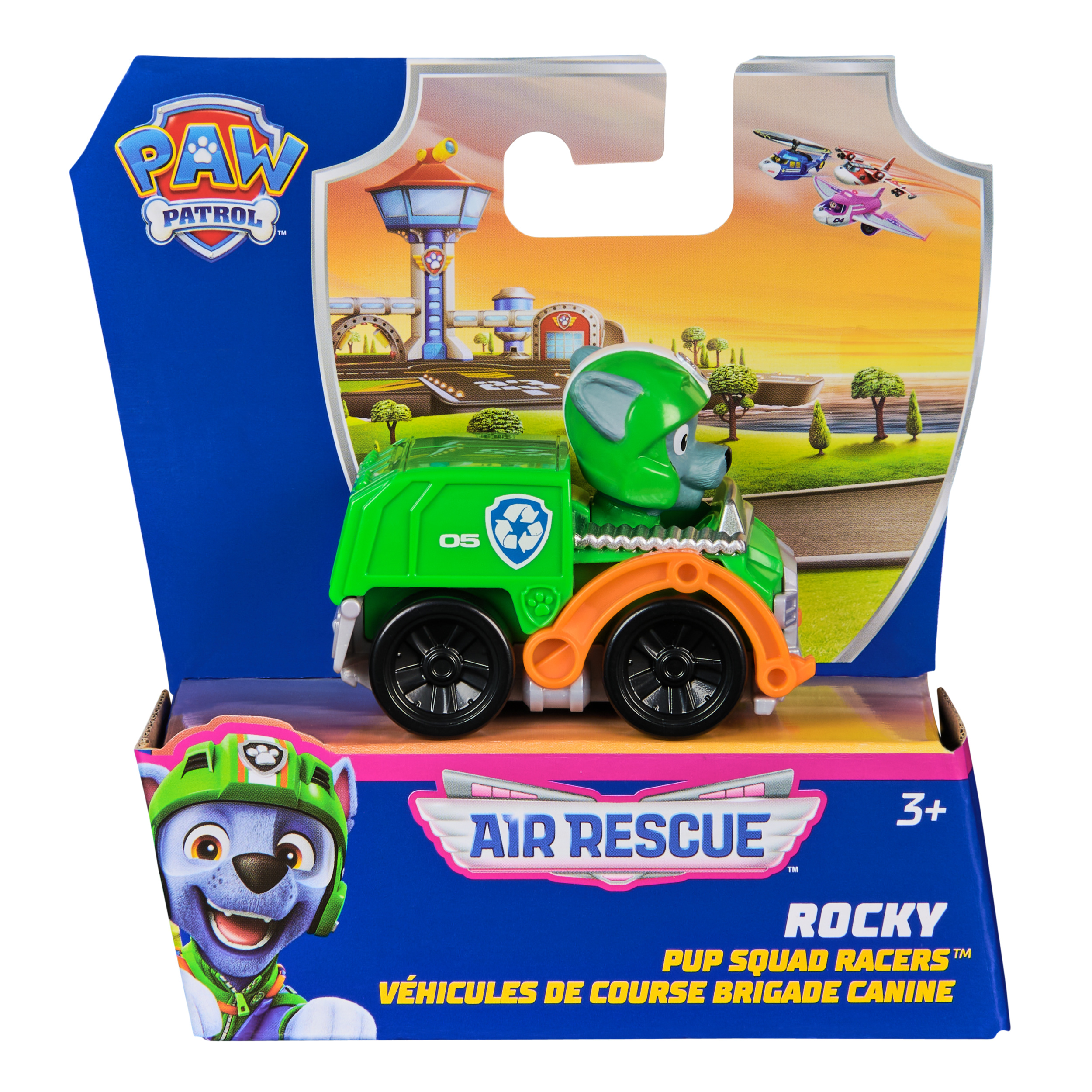 PAW PATROL : AIR RESCUE PUP SQUAD RACERS ROCKY ของเล่นฟิกเกอร์ รถแข่ง พาว พาโทรล ร็อคกี้ ลิขสิทธิ์แท้