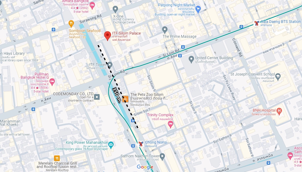 ไอทีเอฟ สีลม พาเลส (ITF-Silom Palace) สำนักงานให้เช่าย่านสีลม ศูนย์กลางธุรกิจ(CBD)ของกรุงเทพฯ ใกล้สถานีรถไฟฟ้า BTS ช่องนนทรี เพียง 350 ม.