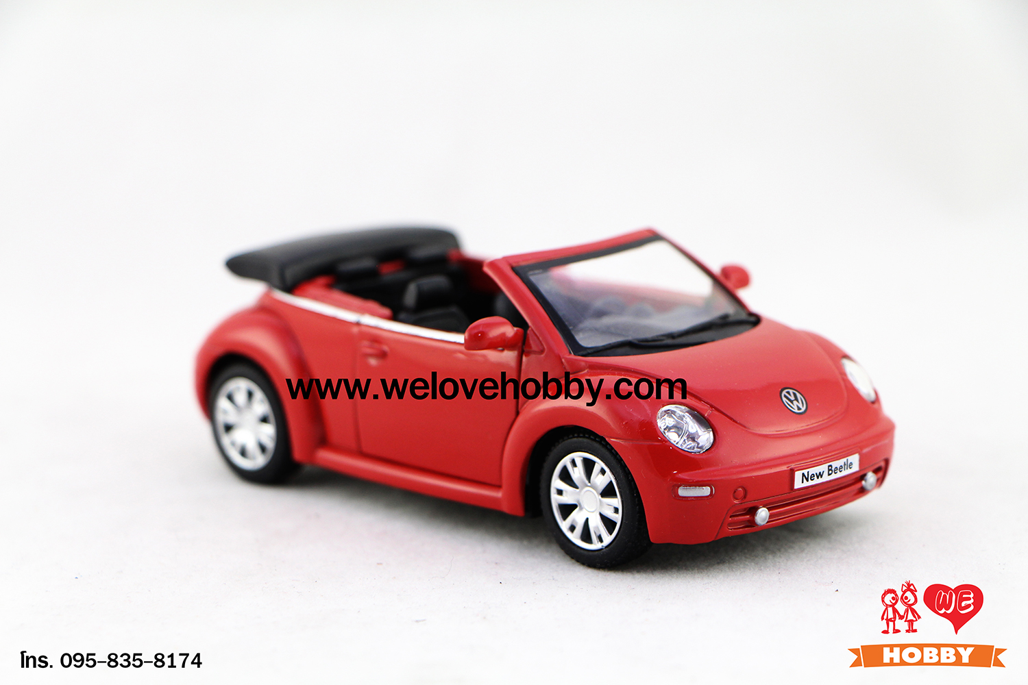 โมเดลรถ Volkswagen New Beetle Convertible (2003) สีส้ม Sundown Orange Scale 1:32