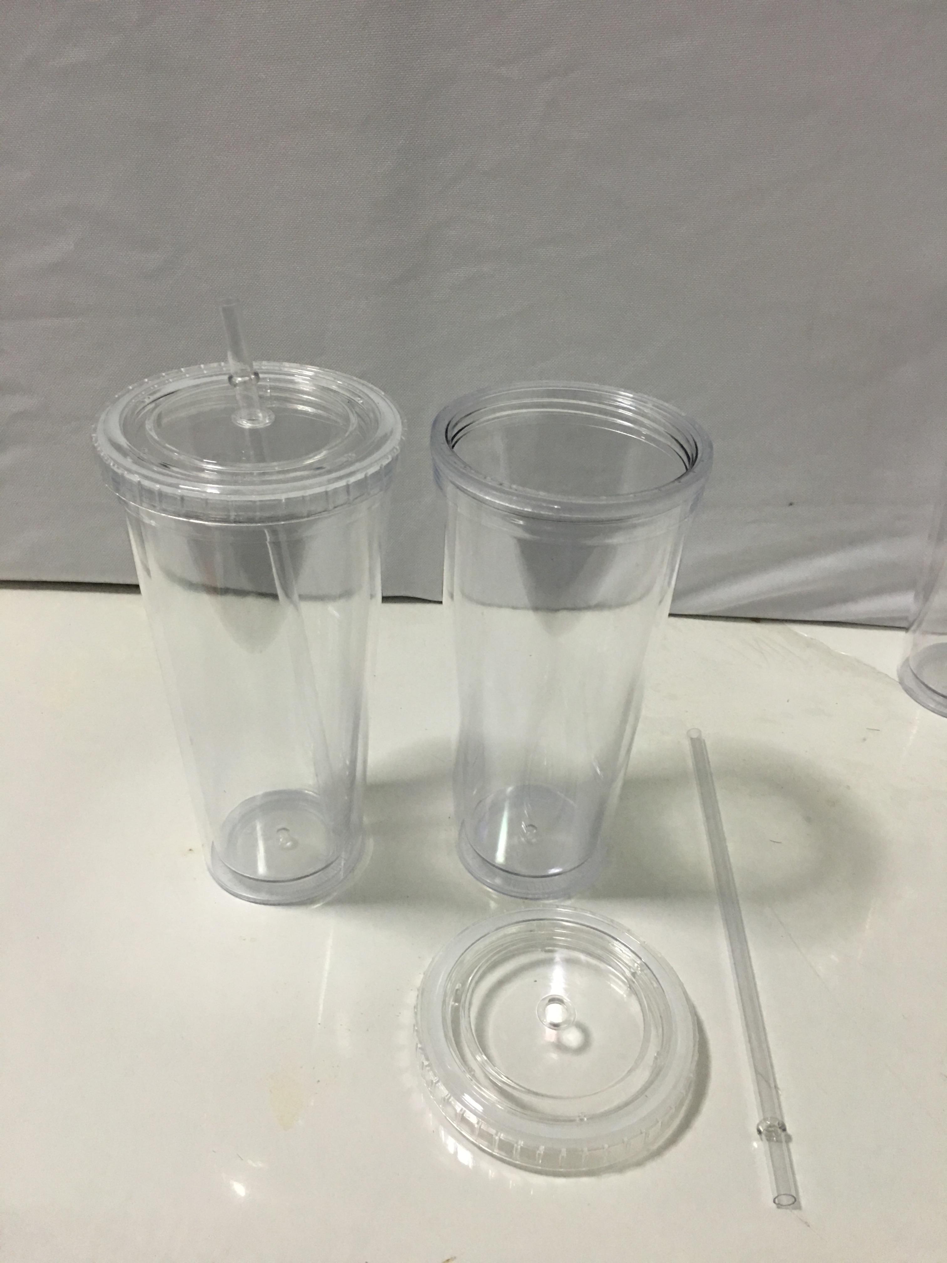 แก้วนํ้า 2 ชั้น แก้ว 2 ชั้น พลาสติก มีฝา มีหลอด 600 ml รหัส 1002