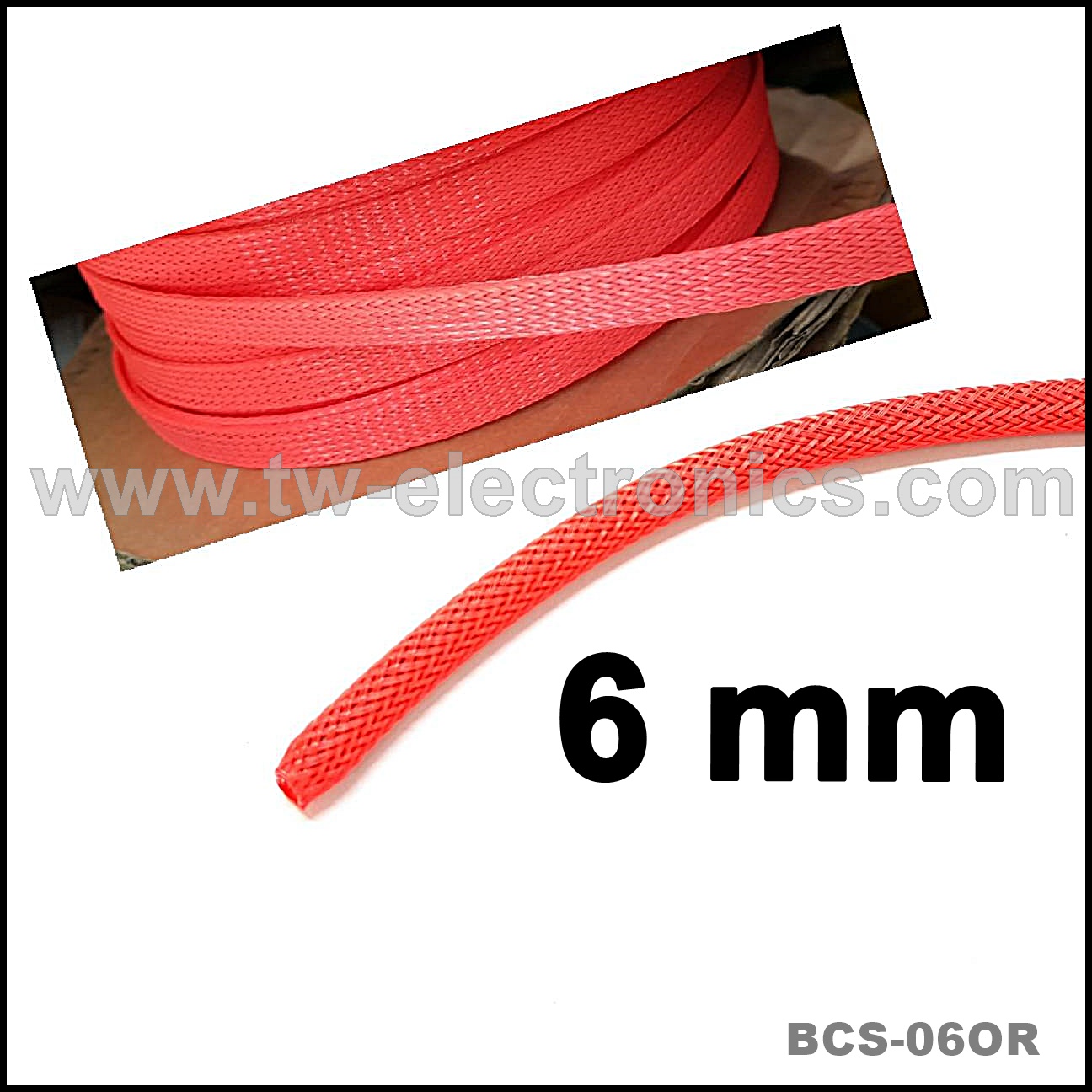 สายถัก 6 mm (สีส้ม) / BCS-06OR