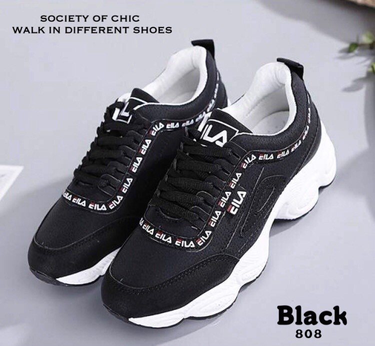 รองเท้าผ้าใบสไตล์Sportแต่งลาย (สีชมพู)