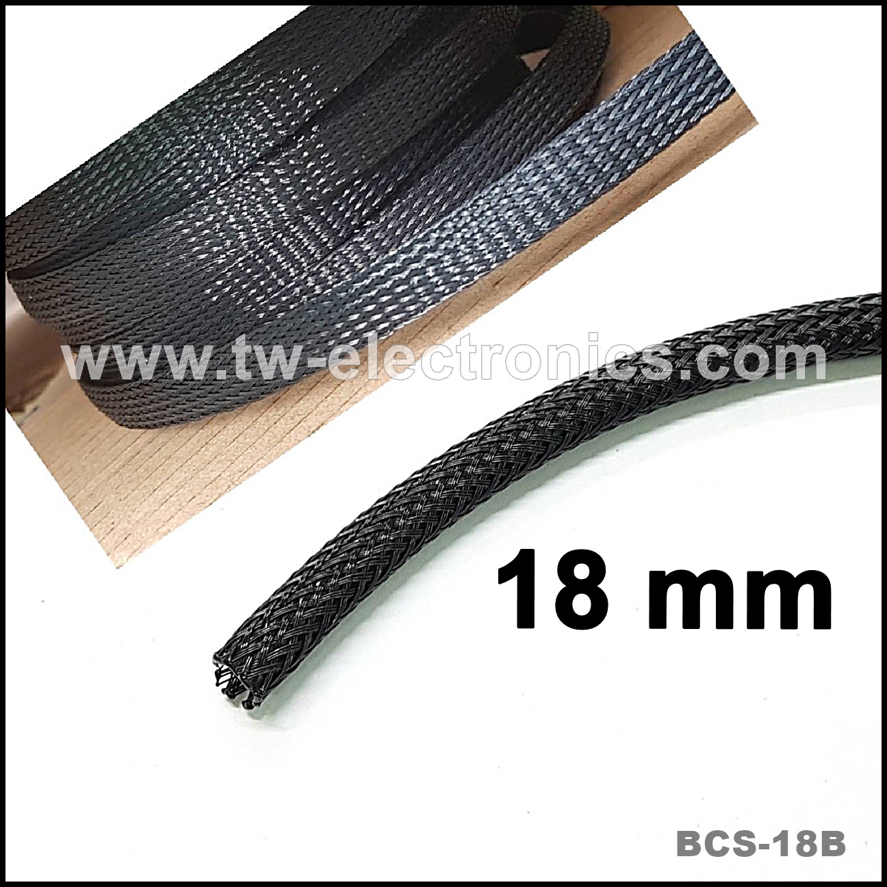 สายถัก 18 mm (สีดำ) / BCS-18B