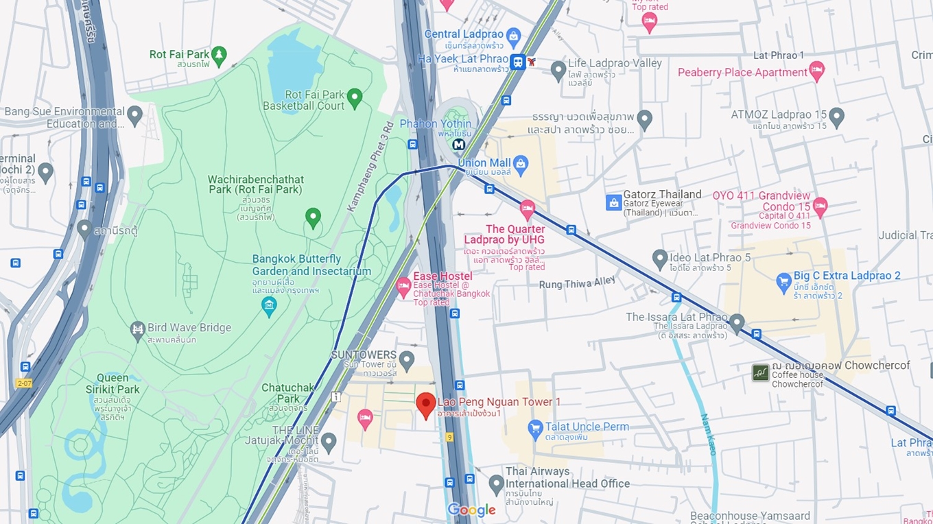 อาคารเล้าเป้งง้วน ทาวเวอร์ 1 สำนักงานให้เช่า ติดถนนวิภาวดีรังสิต ใกล้ห้าแยกลาดพร้าว และ ใกล้สวนจตุจักร