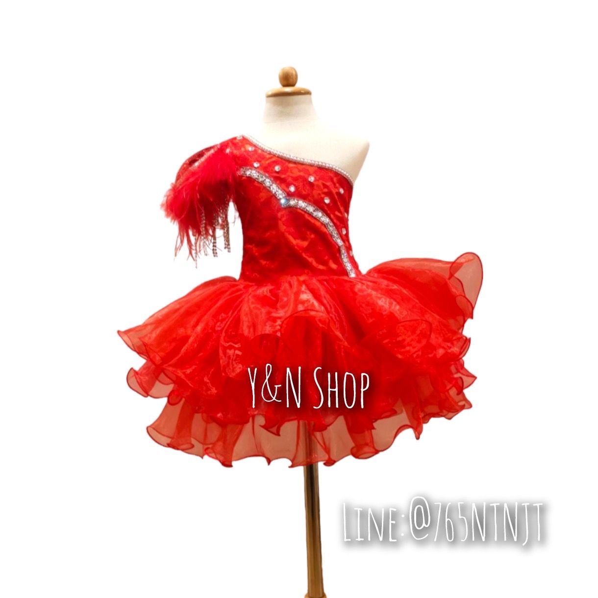 Y&NShop ชุดดรัมเมเยอร์ ชุดเชียร์ลีดเดอร์ เด็กหญิงอนุบาล-ประถมต้น แบบชุดไหล่ข้างเดียว