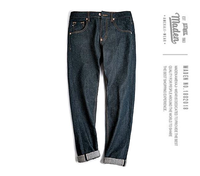 001064 กางเกงยีนส์ Maden American retro Selvage Denim 13Oz ยีนส์วินเทจ Fit Straight ผ้าริมแดง Size 28-34