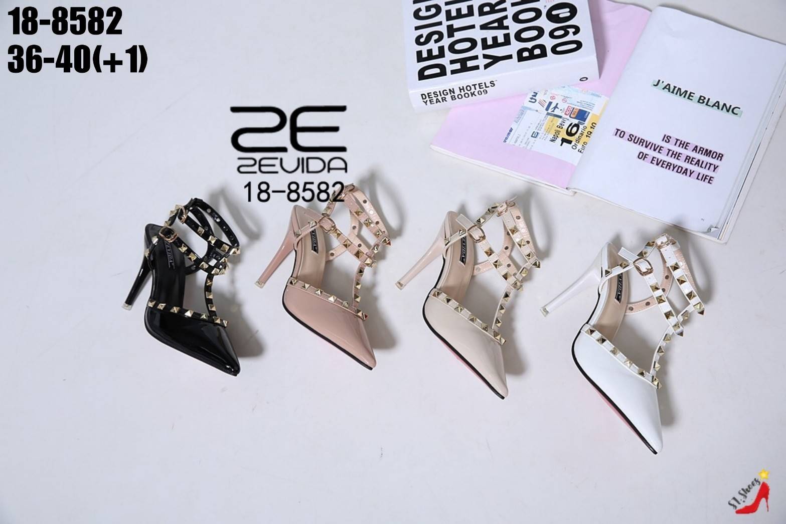 รองเท้าส้นสูงเปิดท้าย Style Valentino (สีชมพู)