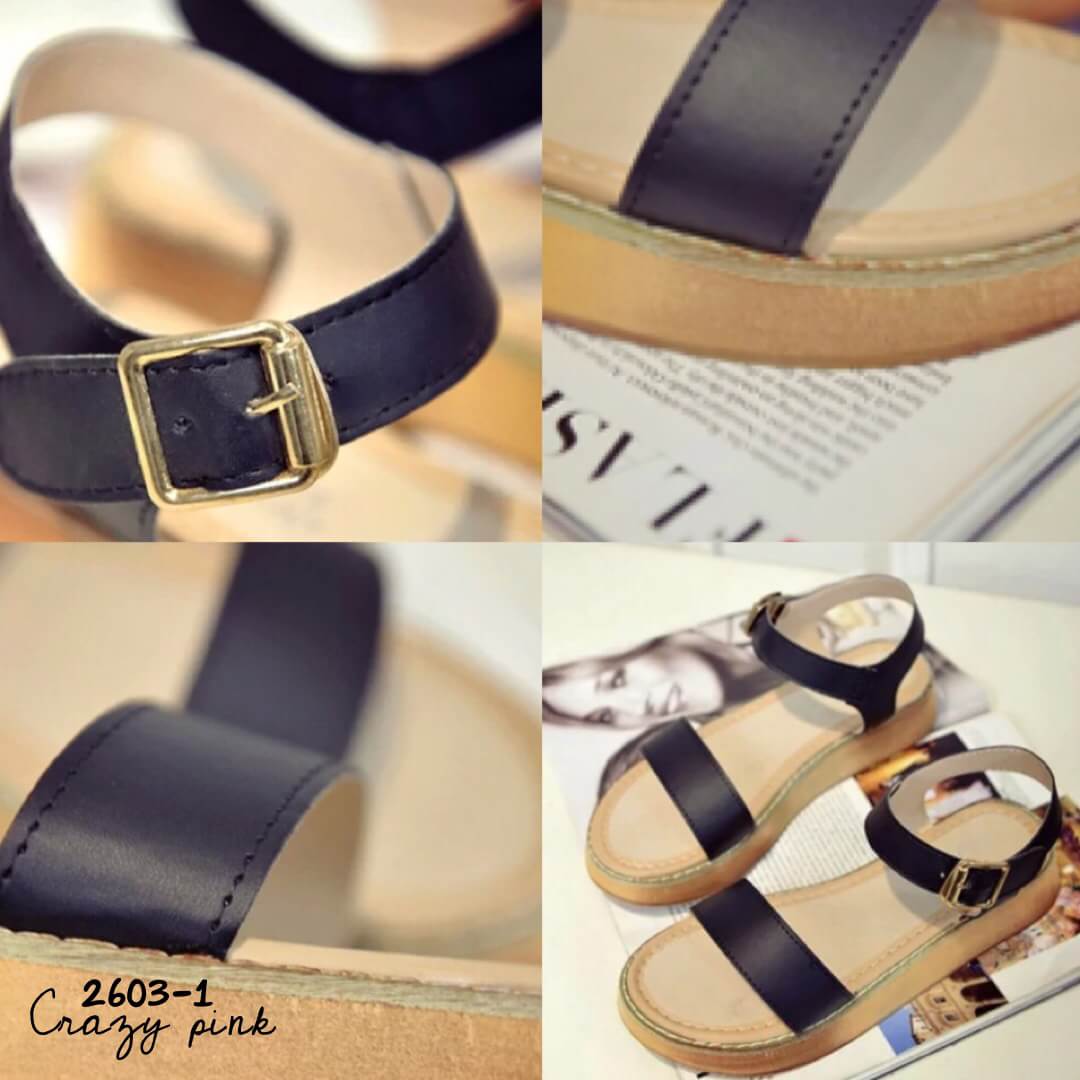 รองเท้าลำลองส้น PU (สีดำ)