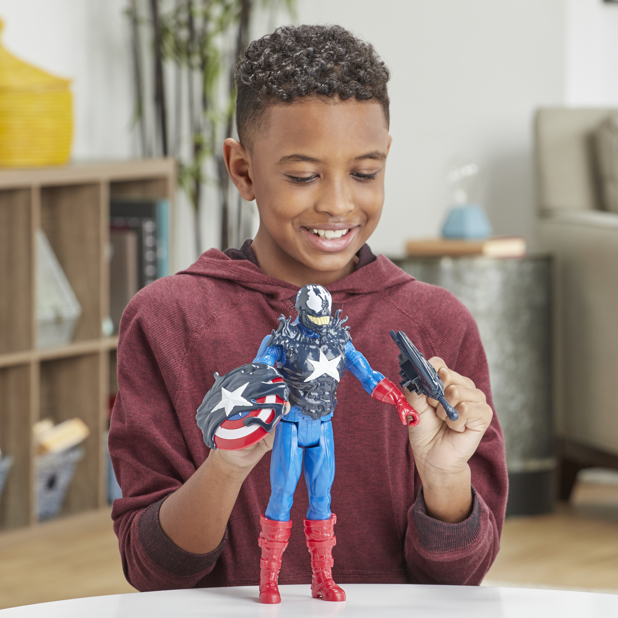 Hasbro Marvel Spider-Man Maximum Venom Titan Hero Captain America Figure ฮาสโบร มาร์เวล สไปเดอร์แมน แม็กซิมั่ม เวน่อม หุ่นโมเดลฟิกเกอร์ กัปตันอเมริกา ขนาด 12 นิ้ว ลิขสิทธิ์แท้
