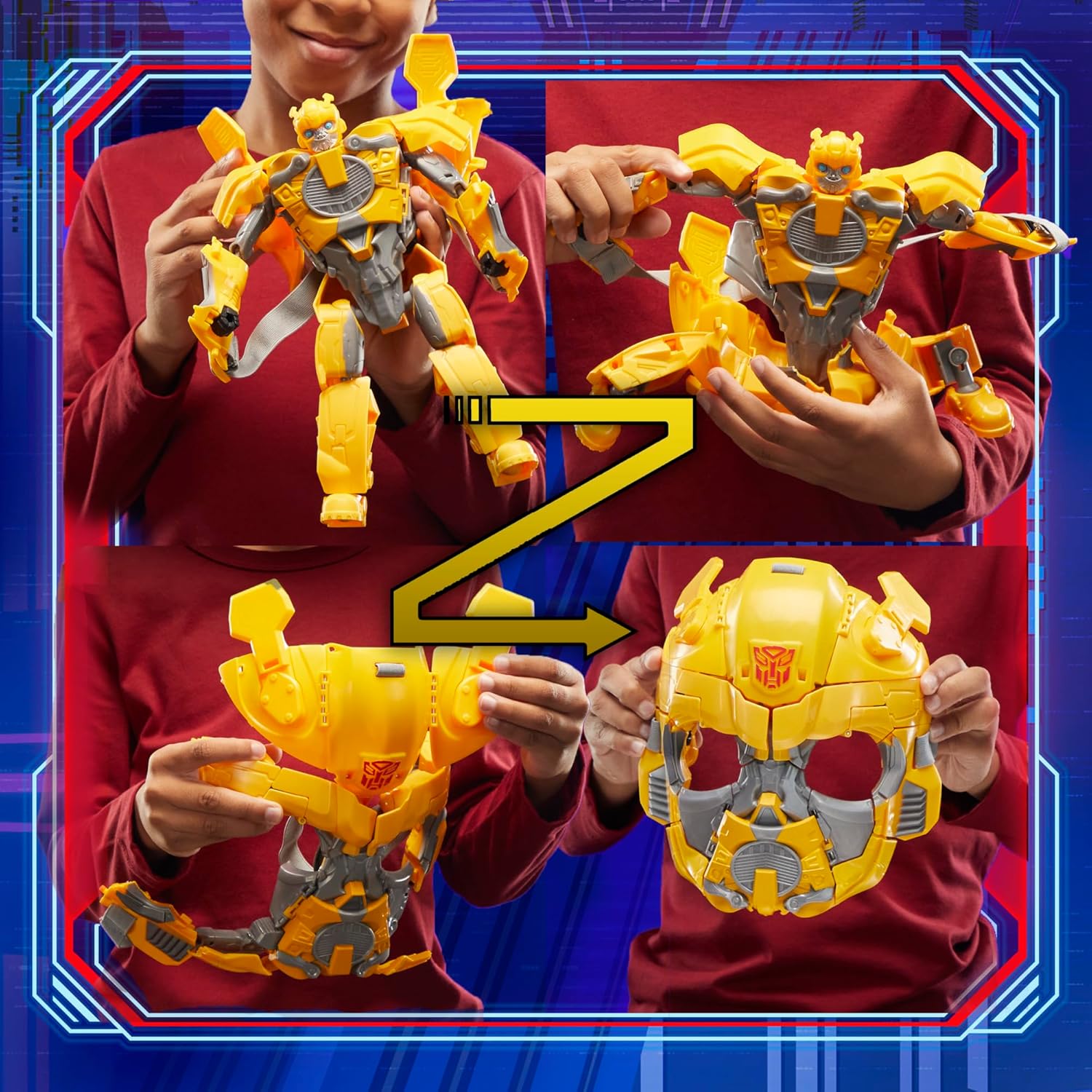 Hasbro Transformers One 2 in 1 Bumblebee B-127 9.8 Inch Robot Action Figure, Converts to Mask, Interactive Toys ฮาสโบร ทรานสฟอเมอร์ส หน้ากาก แปลงเป็นหุ่นยนต์ บัมเบิ้ลบี ลิขสิทธิ์แท้