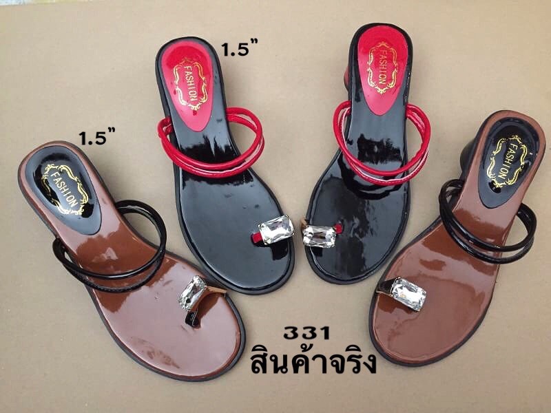 รองเท้าแตะแต่งเพรชสไตล์ Maxi (สีแดง)