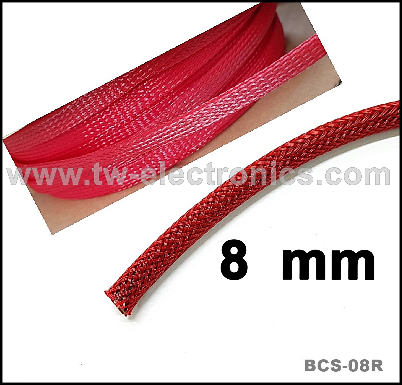 สายถัก 8 mm (สีแดง) / BCS-08R
