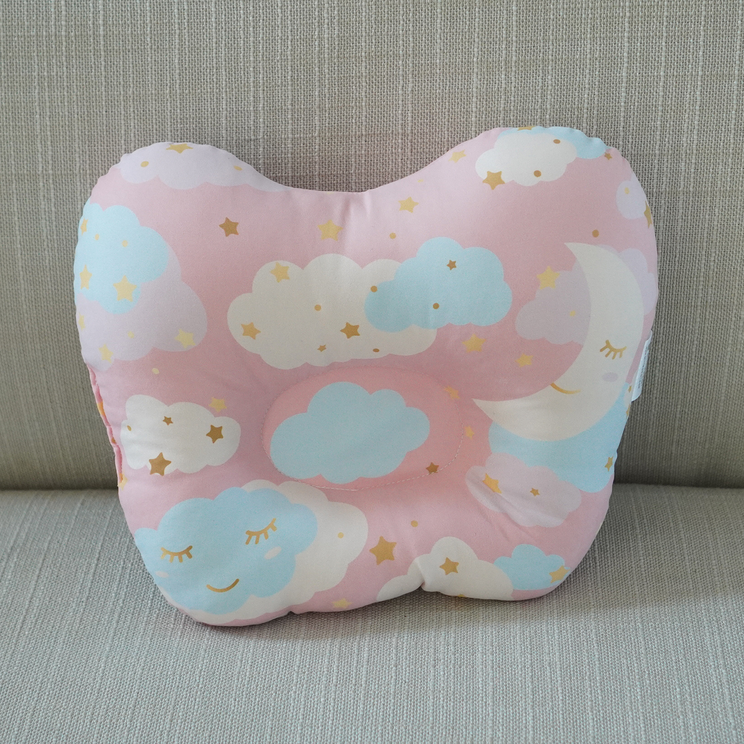หมอนเด็ก หมอนหลุม Baby Pillow สั่งทำใส่ชื่อ ลาย Moon - Peach