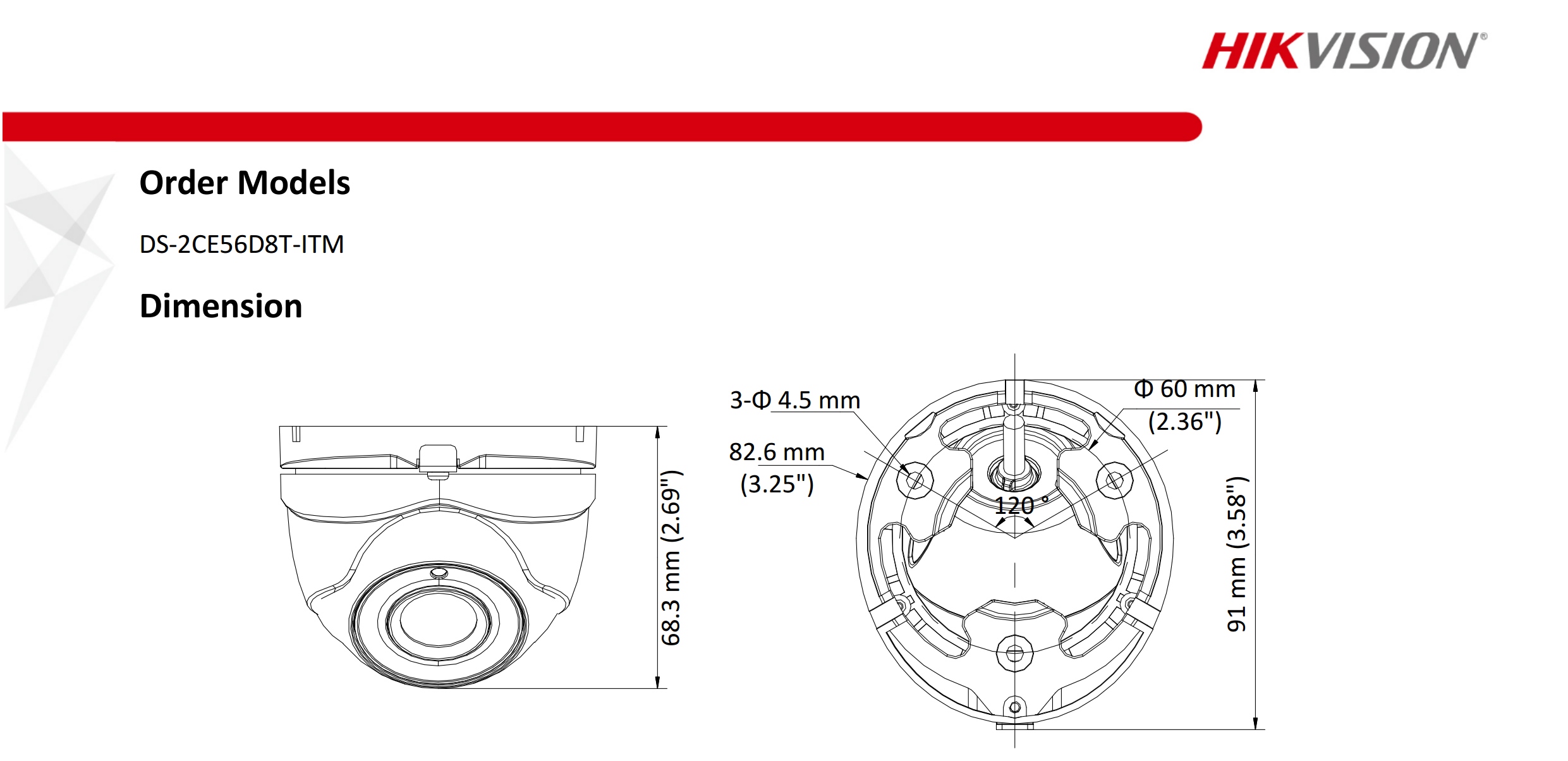 ขายถูก HIKVISION Turbo HD รุ่น DS-2CE56D8T-ITM ความละเอียด 2 ล้านพิกเซล Ultra Low Light