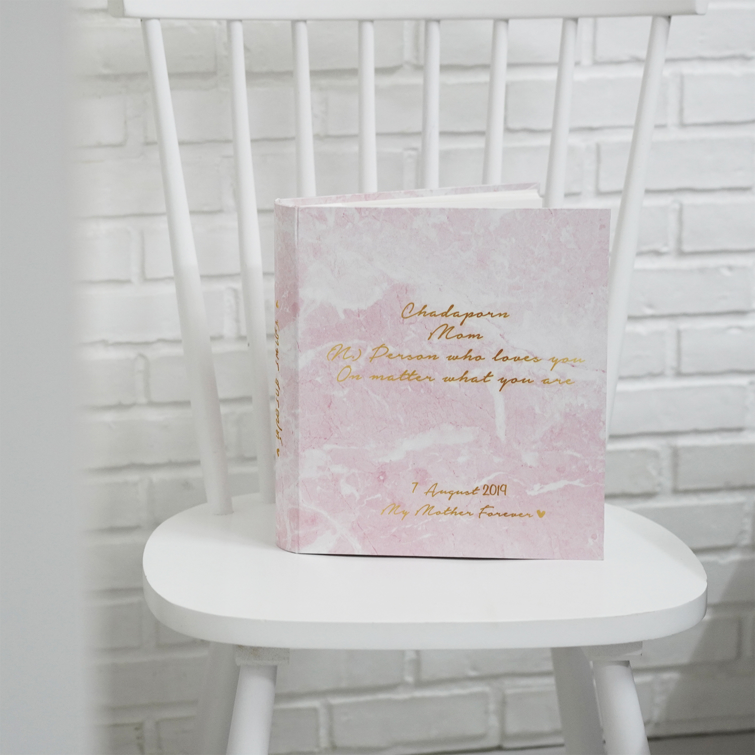 อัลบั้มสั่งทำใส่ชื่อ ลายหินอ่อนสีชมพู - Pink Marble - Gold