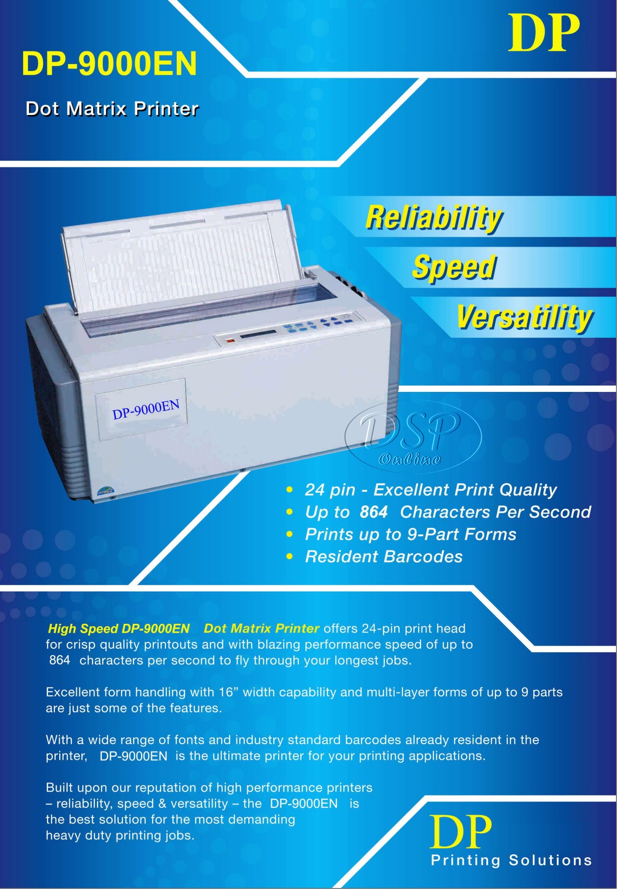 ขายถูก เครื่องพิมพ์ Dot Matrix DP-9000EN Heavy Duty Dotmatrix Printer ประกันศูนย์