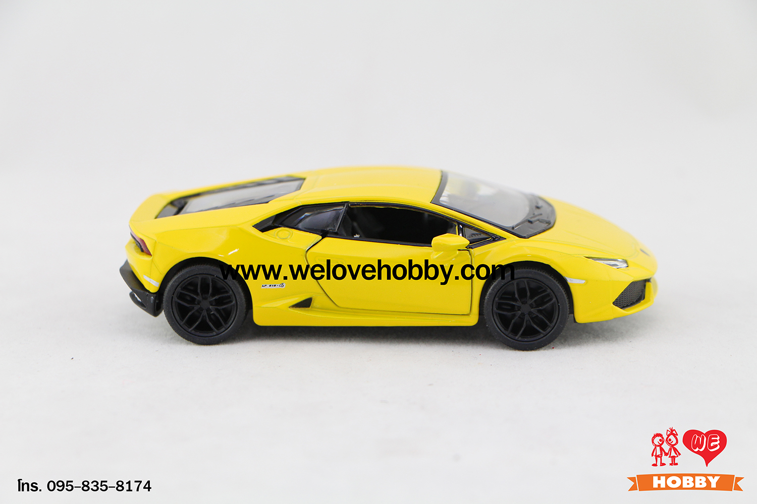 โมเดลรถซุปเปอร์ คาร์ Lamborghini Huracán LP610-4 สีเหลือง Scale 1:36
