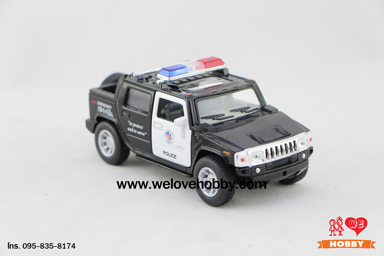 โมเดลรถตำรวจ 2005 Hummer H2 SUT สีดำ-ขาว Scale 1:40 มีล้ออะไหล่