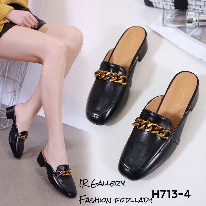 รองเท้าSlipperเสริมส้น Style Givenchy (สีชมพู)