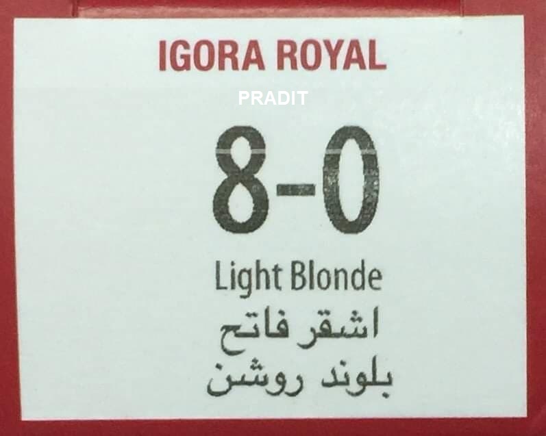 Schwarzkopf Igora Royal ครีมย้อมผม อีโกร่า รอยัล เบอร์8-0 สีบลอนด์อ่อน (60ml) 80 กรัม