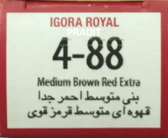 Schwarzkopf Igora Royal ครีมย้อมผม อีโกร่า รอยัล เบอร์4-88 สีน้ำตาลกลางออกแดงพิเศษ (60ml) 80 กรัม