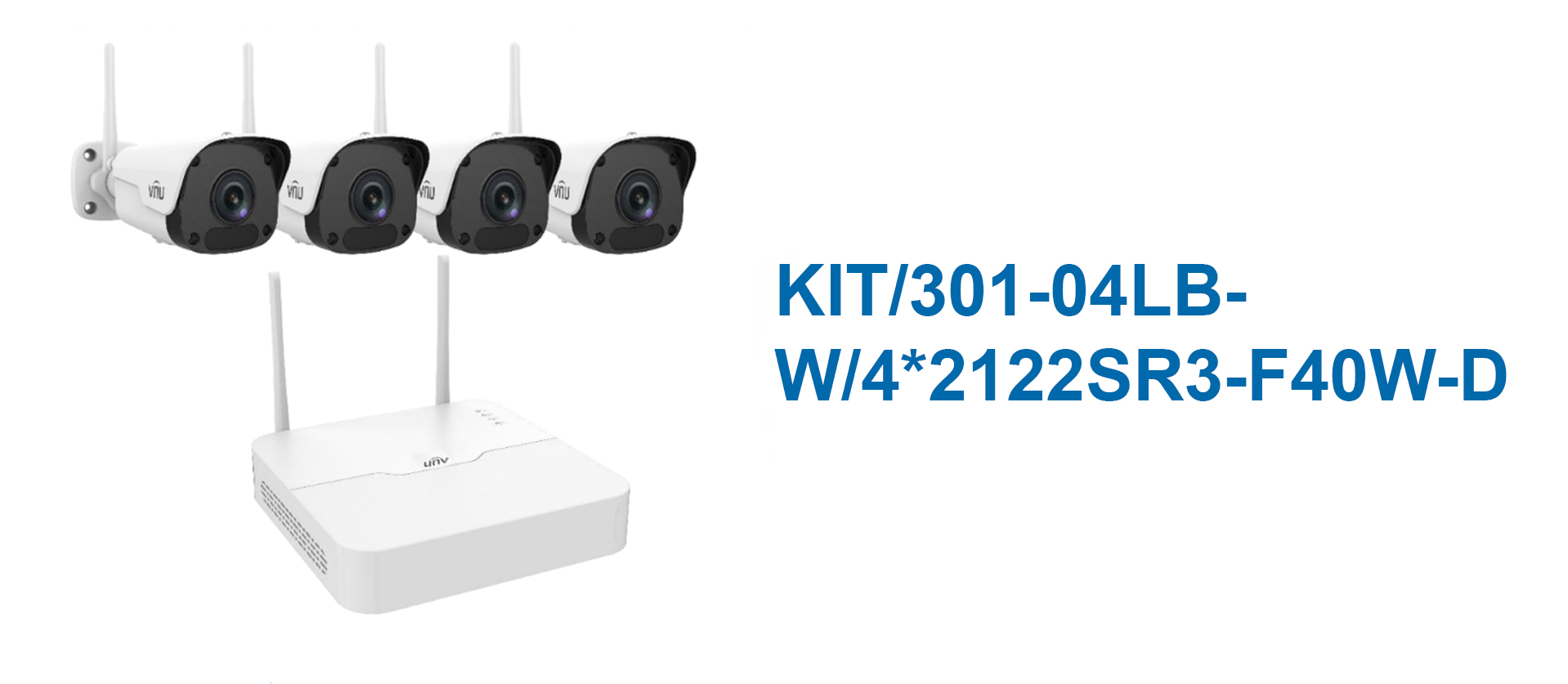 ขายถูก ชุดกล้องวงจรปิด WIFI CAMERA UNIVIEW ทรงกระบอก 2ล้าน UNIVIEW ชุดกล้องวงจรปิด WIFI 2 ล้าน 4 ตัว รุ่น KIT/NVR301-04LB-W/4*2122SR3-F40W-D / Len(4mm.)