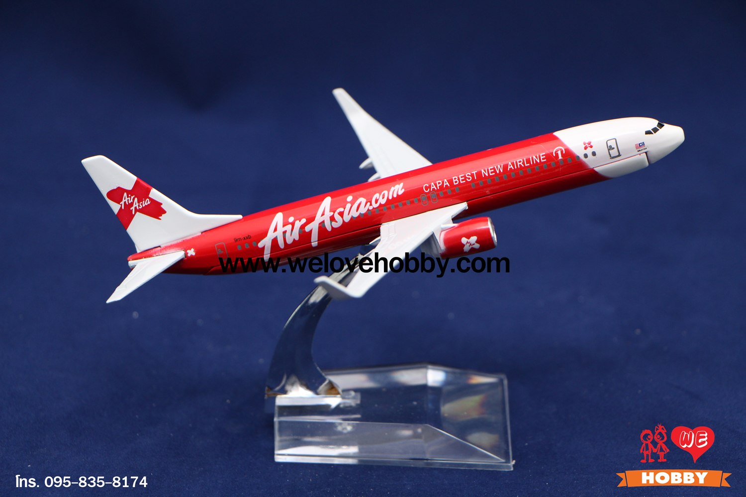 โมเดลเครื่องบิน แอร์เอเชีย เอ็กซ์ Air Asia X (Boeing 737) 2 ไอพ่น สีแดง