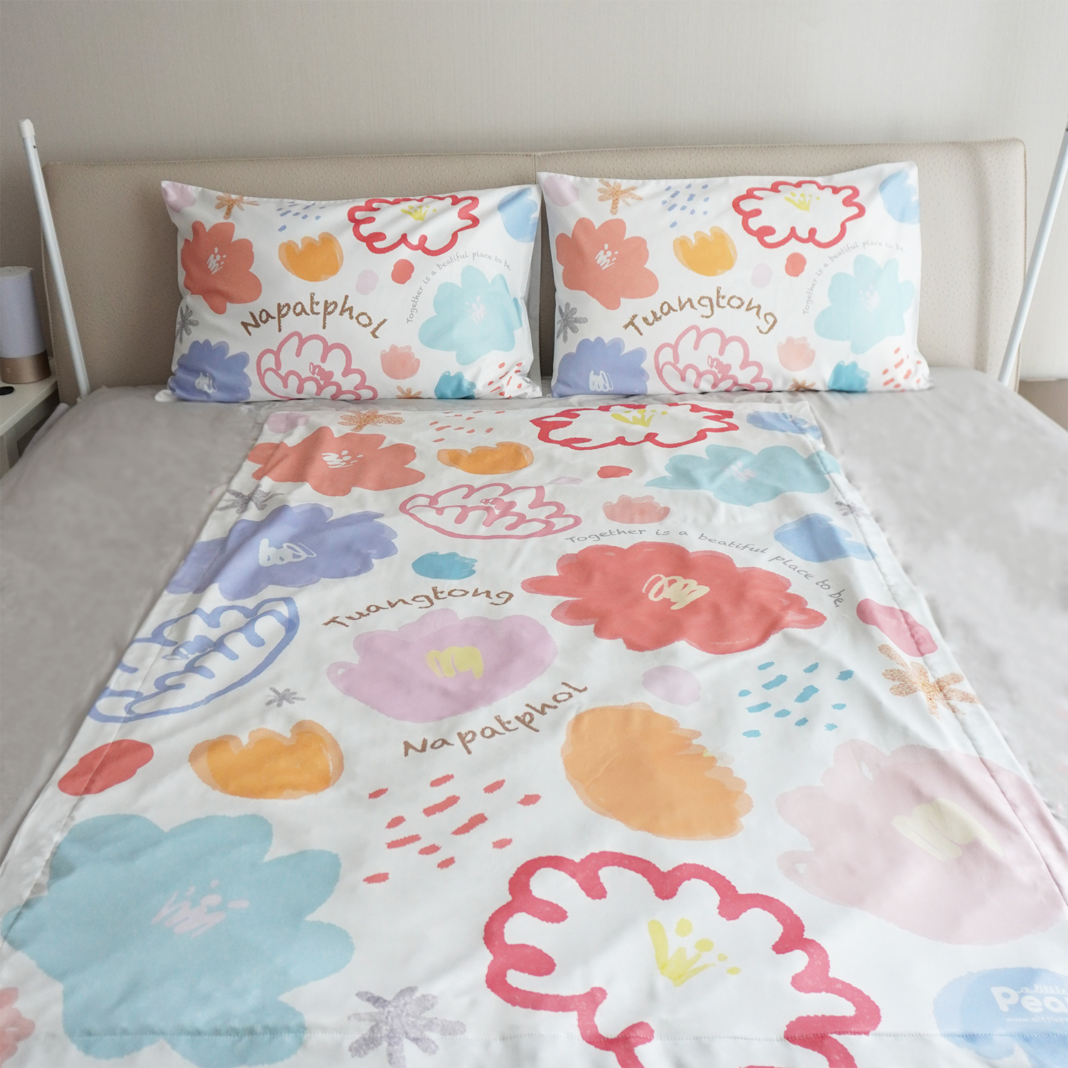 ชุดของขวัญแต่งงาน ปลอกหมอนคู่+ผ้าห่ม ขนาด 100x150cm ลาย Matalada