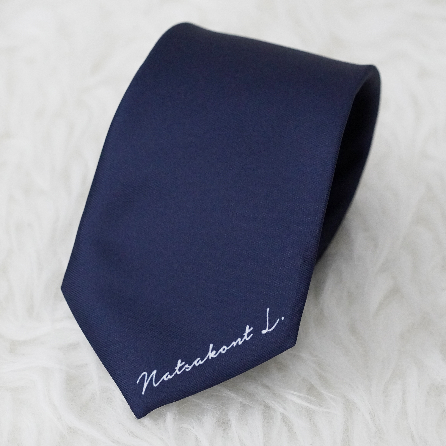 เนคไท สั่งทำใส่ชื่อ ขนาด 3" - Minimal - Floral Frame Navy